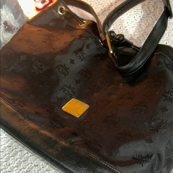 MCM Black Monogram Backpack with Leather Trim - Picture 15 of 17